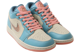 Air Jordan 1 Low Somos Eternos Denim Turquoise / Red Stardust