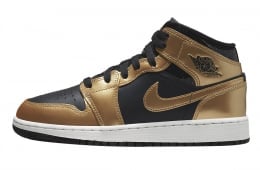 Air Jordan 1 Mid GS Black Metallic Gold