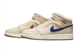 Air Jordan 1 Mid GS Fleece Pearl White