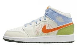 Air Jordan 1 Mid GS Psychic Blue Vivid Green
