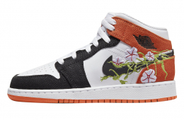 Air Jordan 1 Mid GS White Black Orange