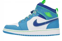 Air Jordan 1 MID SE GS Dark Powder Blue Green Strike