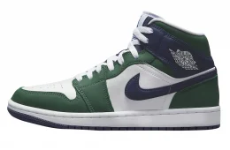 Air Jordan 1 Mid White Green Navy