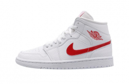 Air Jordan 1 Mid WMNS White University Red