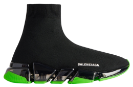Balenciaga Speed 2.0 Full Clear Sole Recycled Knit Black / Neon Green