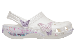 Crocs Classic Butterfly Sparkle Shaker Clog GS White