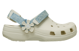 Crocs Classic Denim Flower Adjustable Backstrap Clog GS Summit White