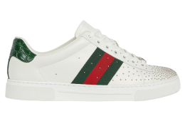 Gucci Ace Studded With Web White Leather