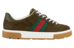 Gucci Ace With Web Forest Green Suede