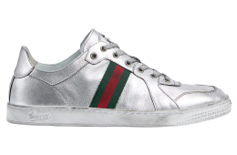 Gucci Stretch Low Metallic Silver Leather