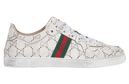 Gucci Stretch Low White Gg Leather