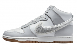 Nike Dunk High Chenille Swoosh White Grey