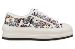 Walk n Dior Platform WMNS White Cotton Embroidered / Multicolor Libellule Camouflage Motif